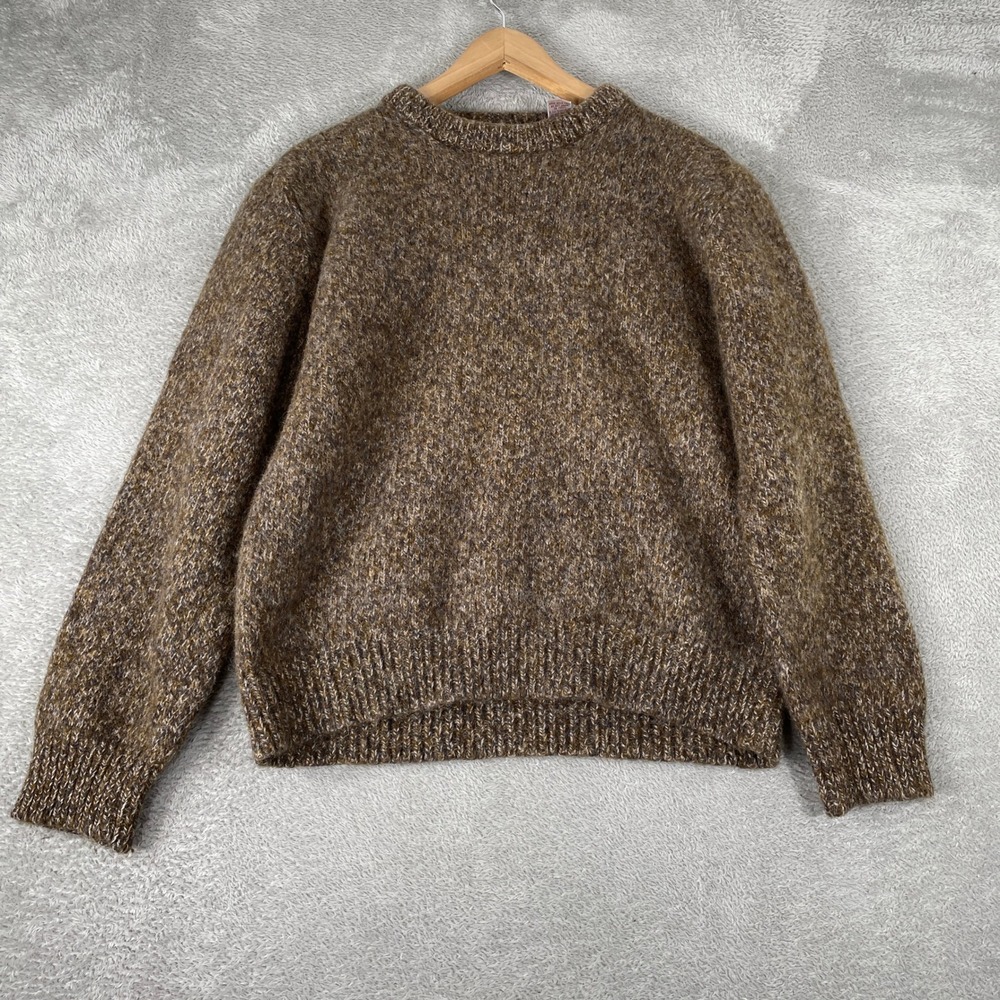 Vintage Eastern Mountain Sports Sweater Womens Large Brown 100% Wool Marled Knit